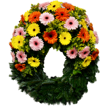 Laden Sie das Bild in den Galerie-Viewer, Trauerkranz aus Gerbera "Neusiedlersee"